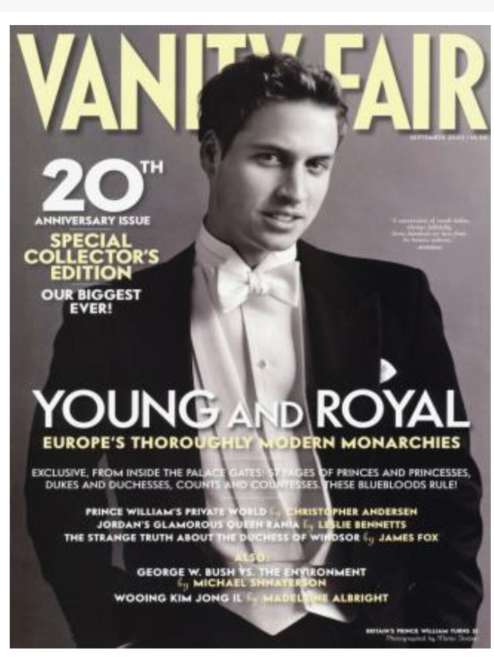 Vanity Fair, 20th Anniversary Issue Sept. 2003: Prince William, Young and Royal
